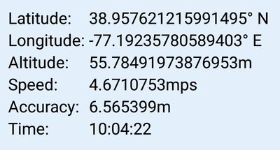 Device GPS while moving: all values update continuously