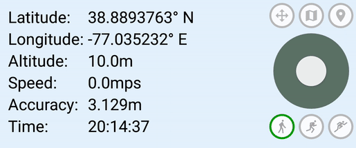 GPS JoyStick while moving: all values update realistically including speed and altitude
