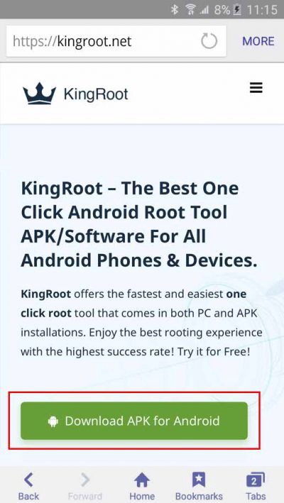Kingroot app ready to root