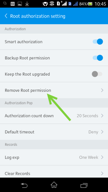 Kingroot Remove Root Permission screen